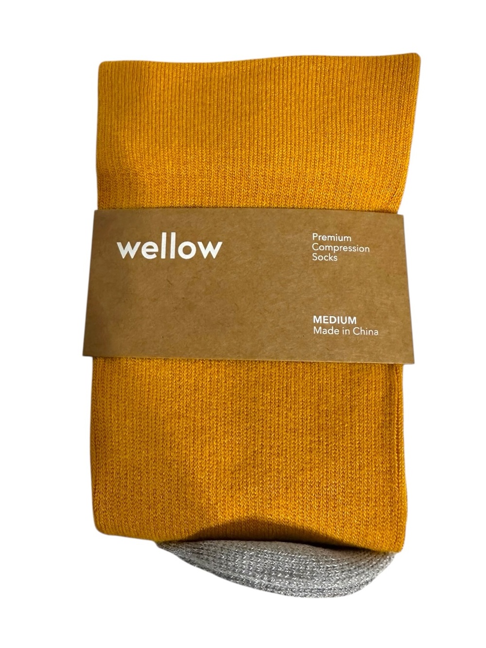 NEW Wellow Bamboo Compression Socks Mustard Yellow Medium 18-25 mmHg Unisex